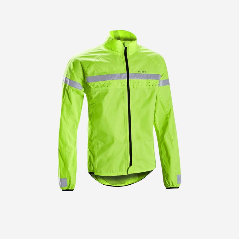 Veste vélo route manches longues coupe-pluie homme - RC120 visible EN1150