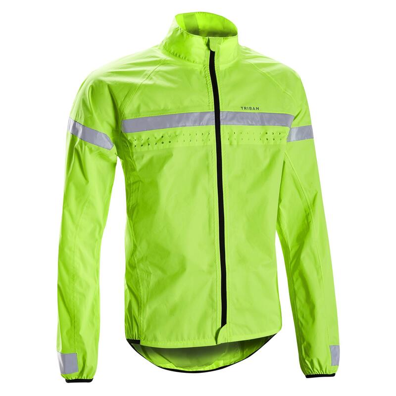 Veste vélo route manches longues coupe-pluie homme - RC120 visible EN1150