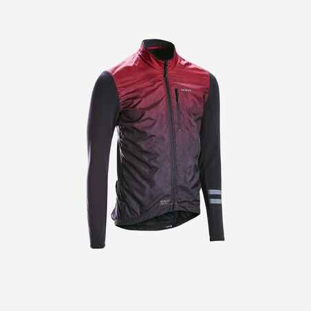 Men's Mid-Season Long-Sleeved Road Cycling Jersey RC500 - Shield Burgundy