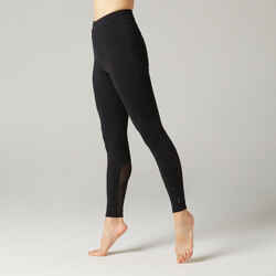Legging Coton Extensible Fitness Taille Haute avec Mesh Noir