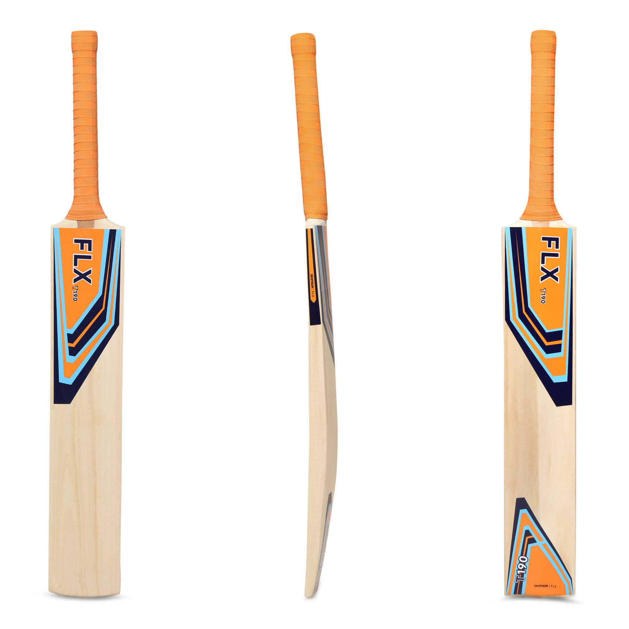 T190 SIZES 6, SH, POPLAR CRICKET BAT ORANGE -  1