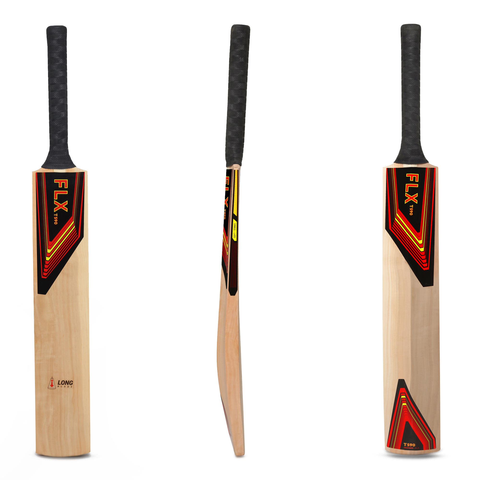 

T590 Power Size  Poplar Cricket Bat Black/Red -  By FLX | Decathlon