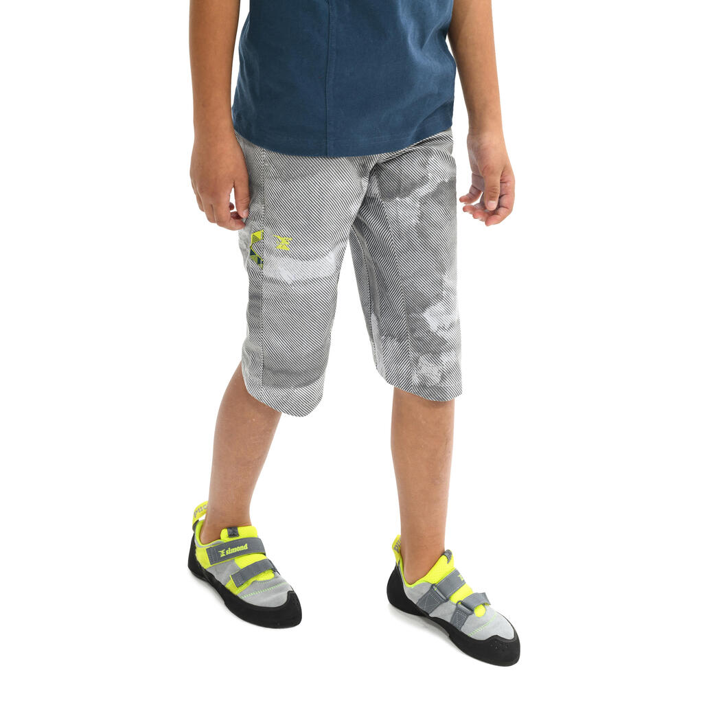 BOYS’ CLIMBING STRETCH BERMUDA VERTIKA - PALE GREY