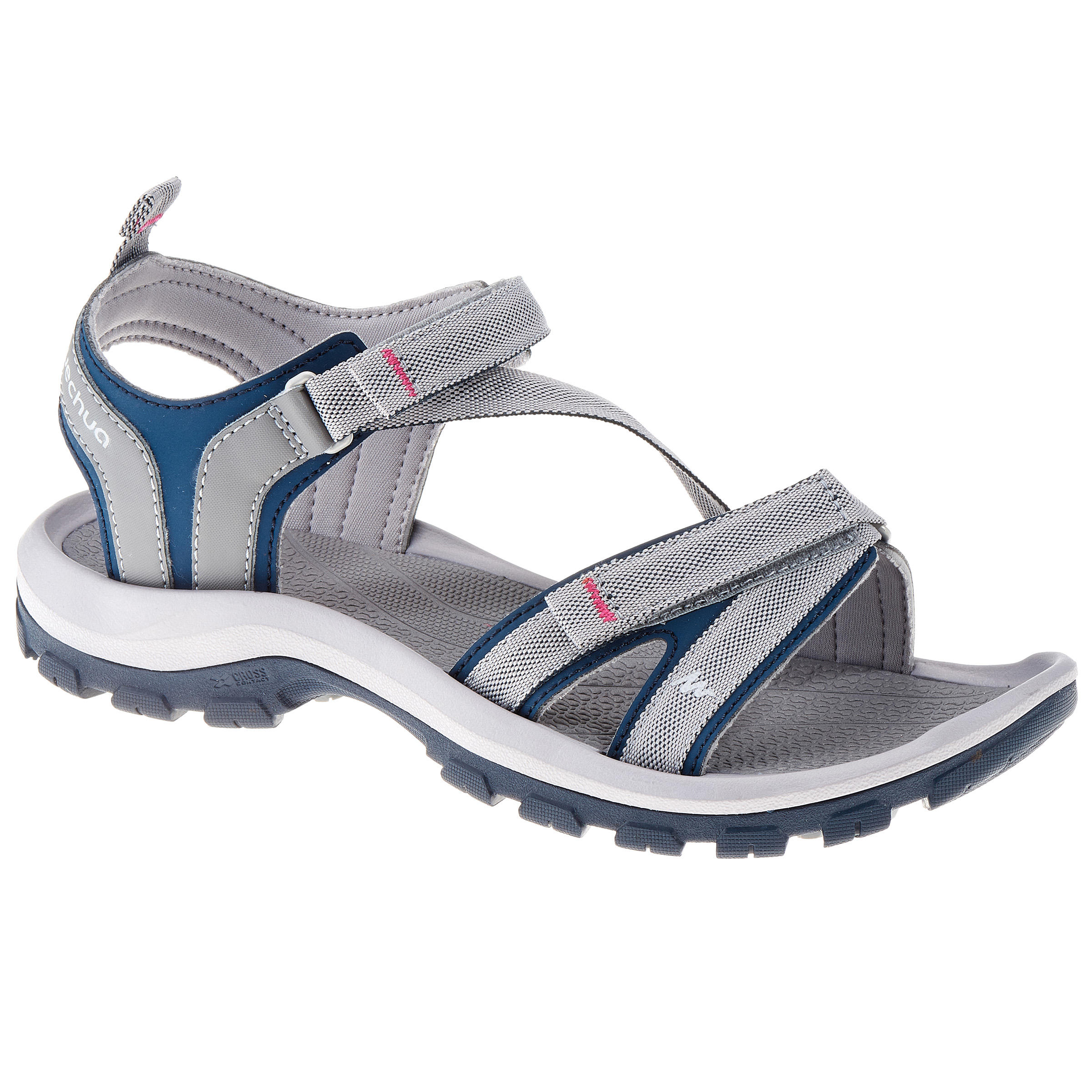 Women s NH110 country walking sandals Grey Blue Decathlon