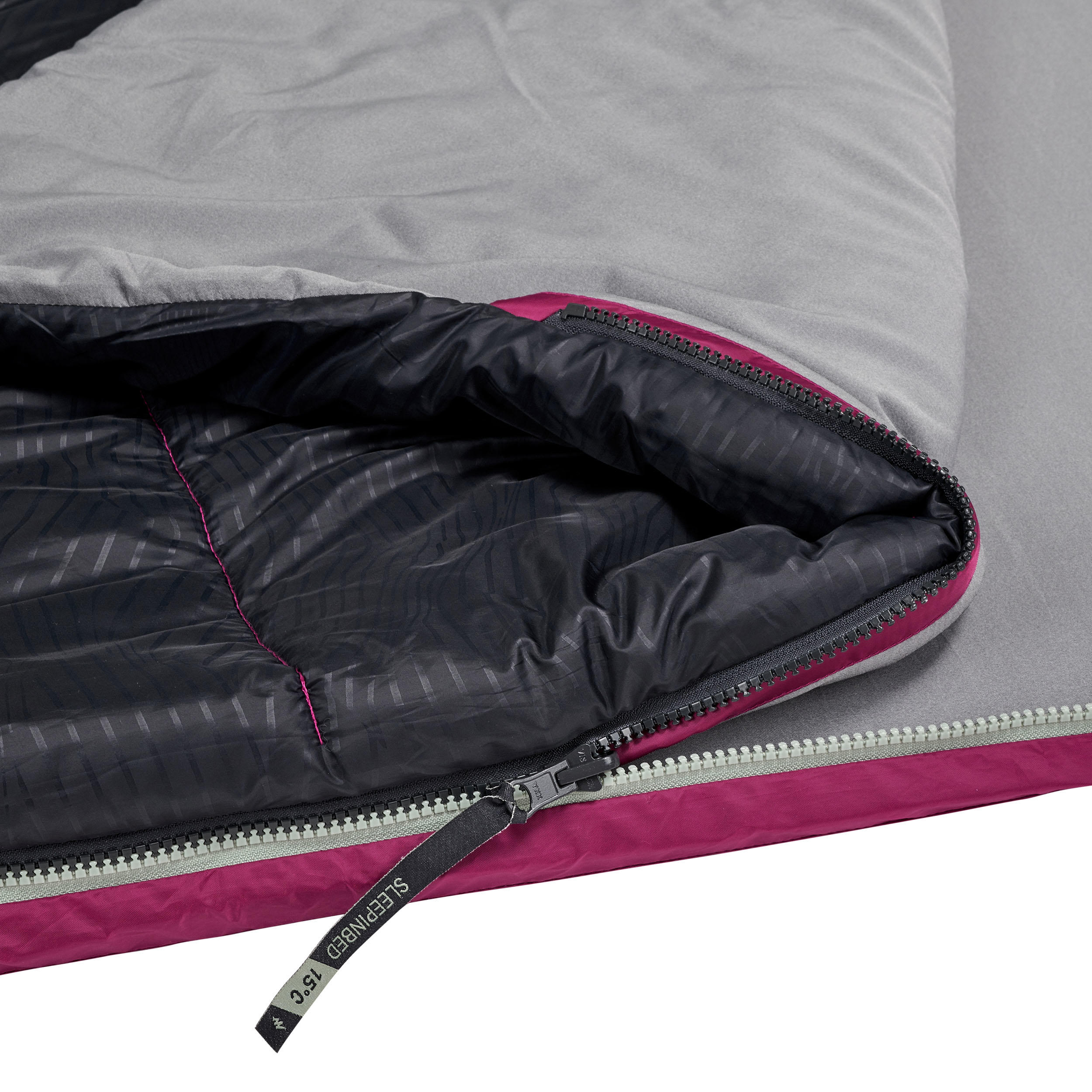 SAC DE COUCHAGE 2 EN 1 - SLEEPIN BED MH500 15°C L PRUNE 3/14