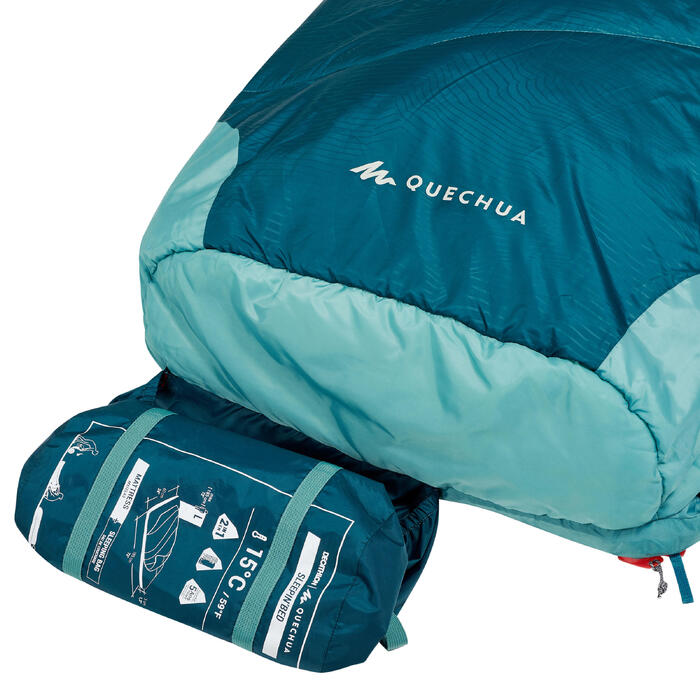 SAC DE COUCHAGE 2 EN 1 SLEEPIN BED MH500 15°C L BLEU Quechua Decathlon