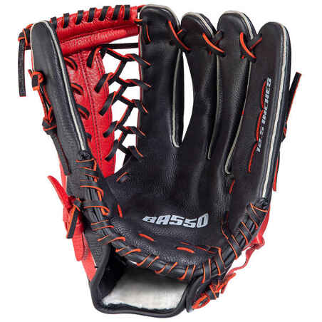 Guante Béisbol Kipsta BA550 Mano izquierda 12,5'' Negro Rojo