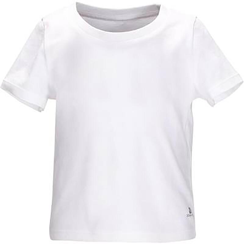 Boys' and Girls' Short-Sleeved Baby Gym T-Shirt 100 - White