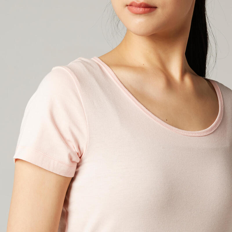 Camiseta pilates manga corta básica 100% algodón Mujer Nyamba rosa