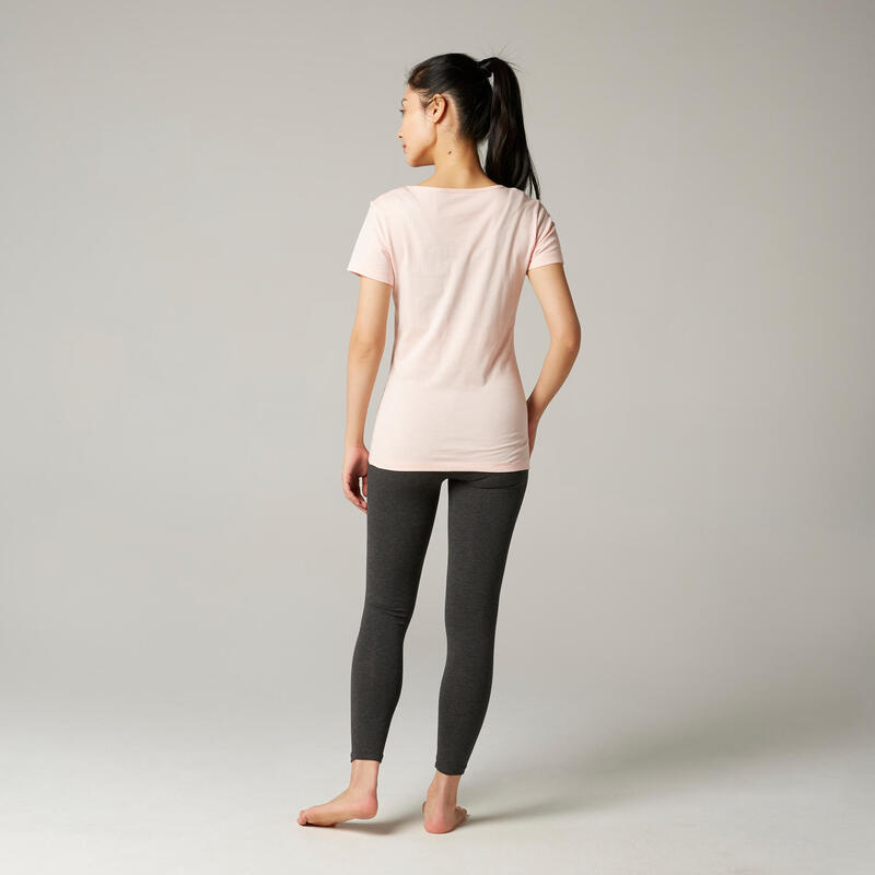 Camiseta pilates manga corta básica 100% algodón Mujer Nyamba rosa