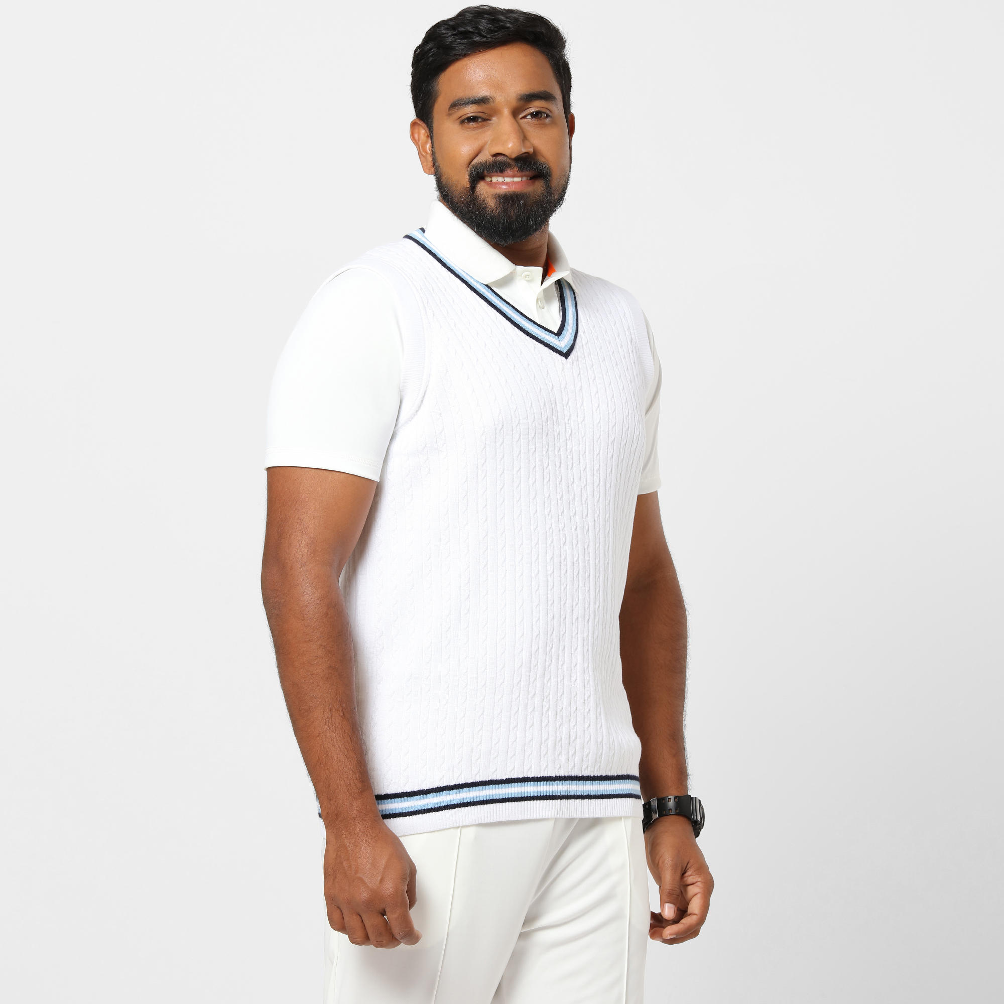 MEN'S CRICKET PULLOVER SWEATER WHITE 