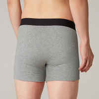 Men's Cotton-Rich Slim-Fit Fitness Boxer Shorts 500 - Mottled Grey