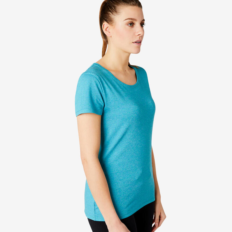 T-shirt regular fitness femme - 500 turquoise