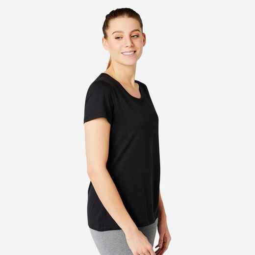 
      Camiseta de fitness manga corta para Mujer Domyos 500 negro
  