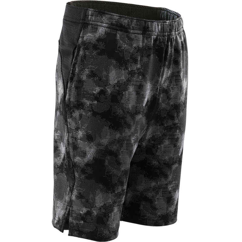 Shorts atmungsaktiv S500 Gym Kinder schwarz mit Print Shorts atmungsaktiv S500 Gym Kinder schwarz mit Print