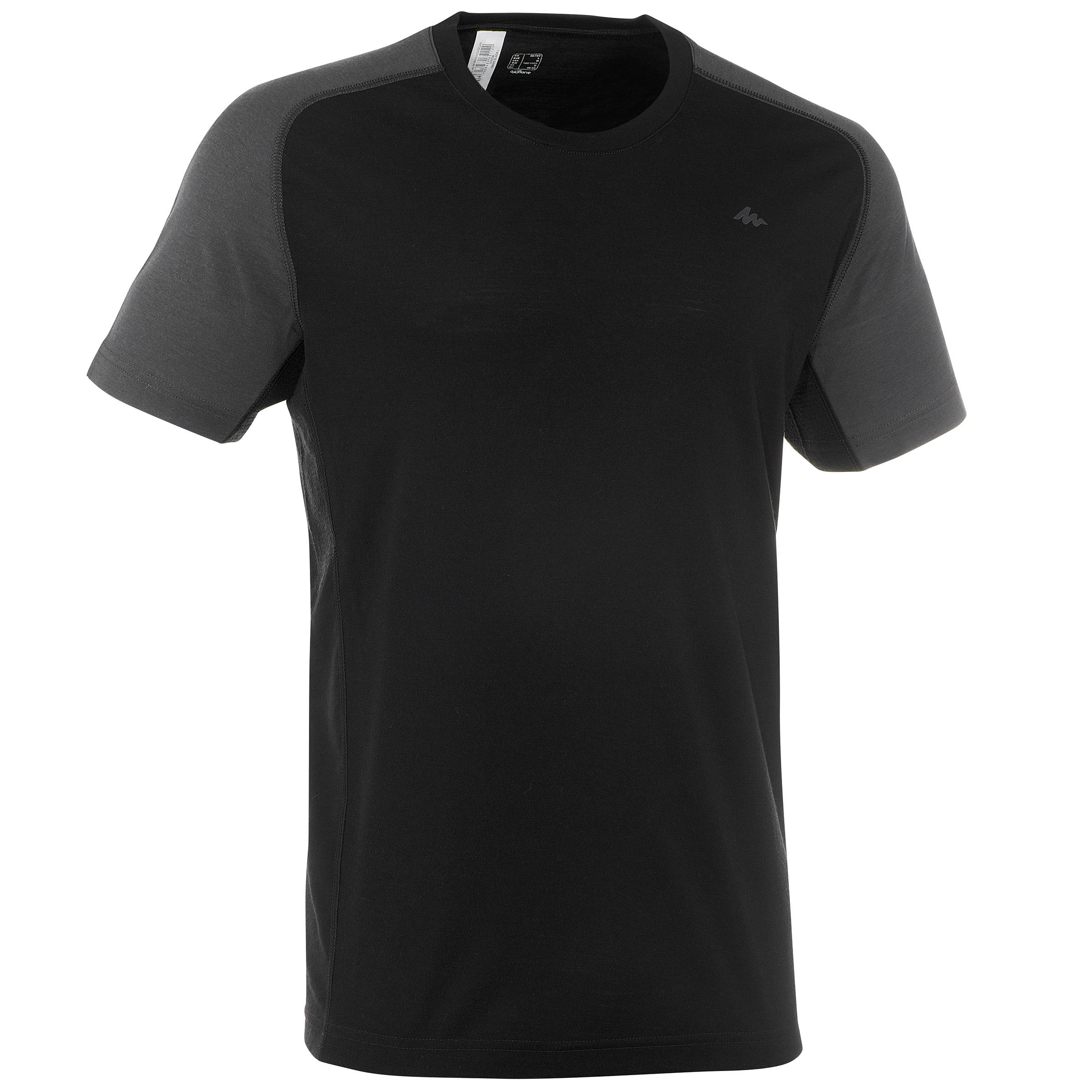 T Shirt Manches Courtes Randonnée TechWOOL 500 homme Noir T Shirt Manches Courtes Randonnée TechWOOL 500 homme Noir