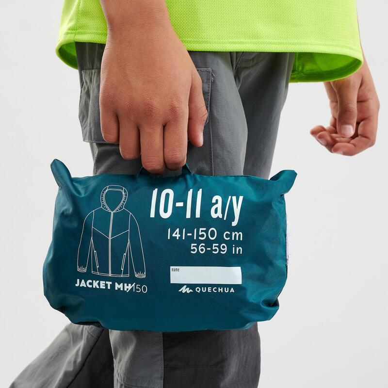 Regenjas voor wandelen MH150 groen kinderen 7-15 jaar