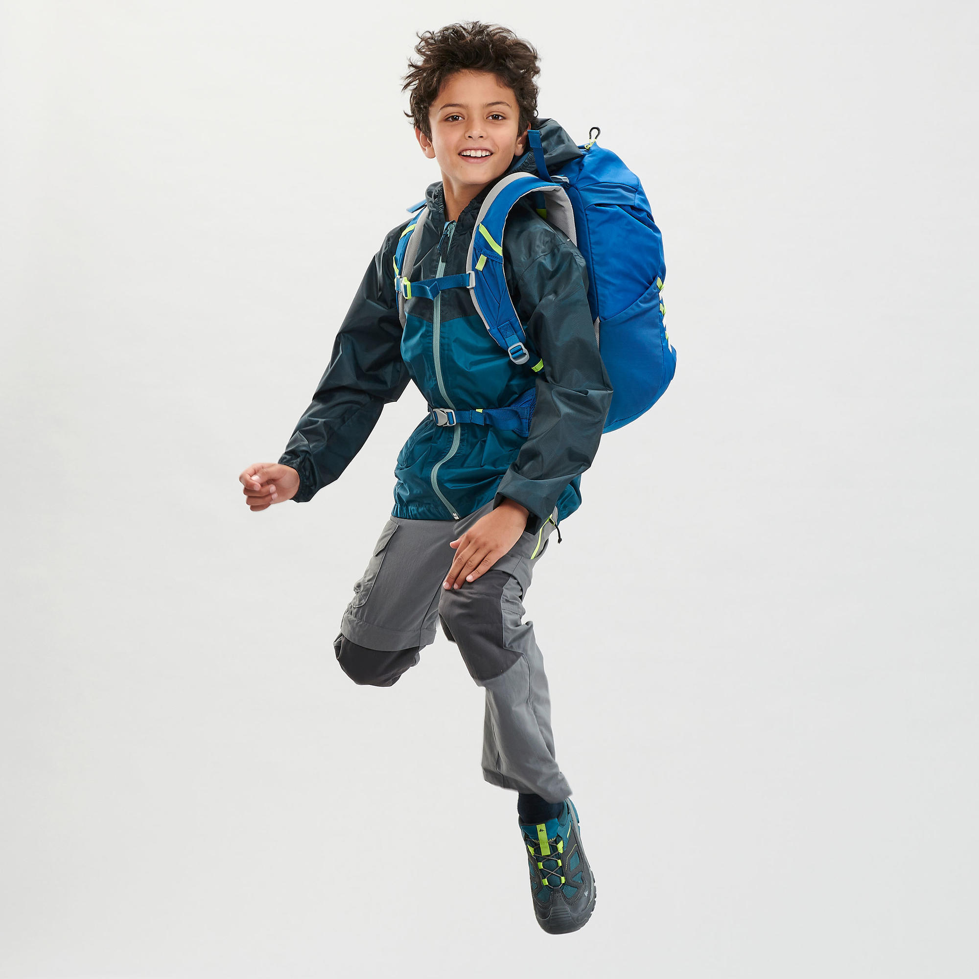 Kids’ Hiking Waterproof Jacket MH150  7-15 Years - green  2/7