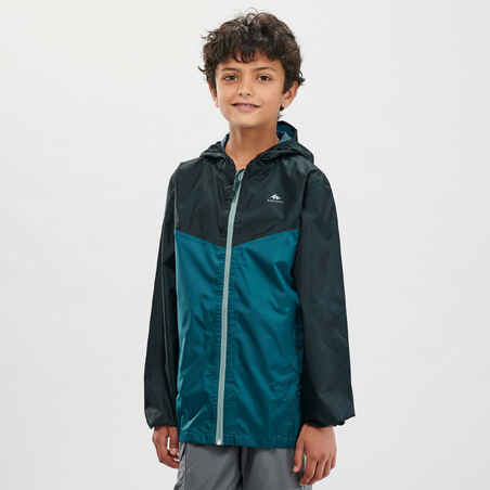 CHAQUETA SENDERISMO NIÑOS MH150 VERDE PETRÓLEO