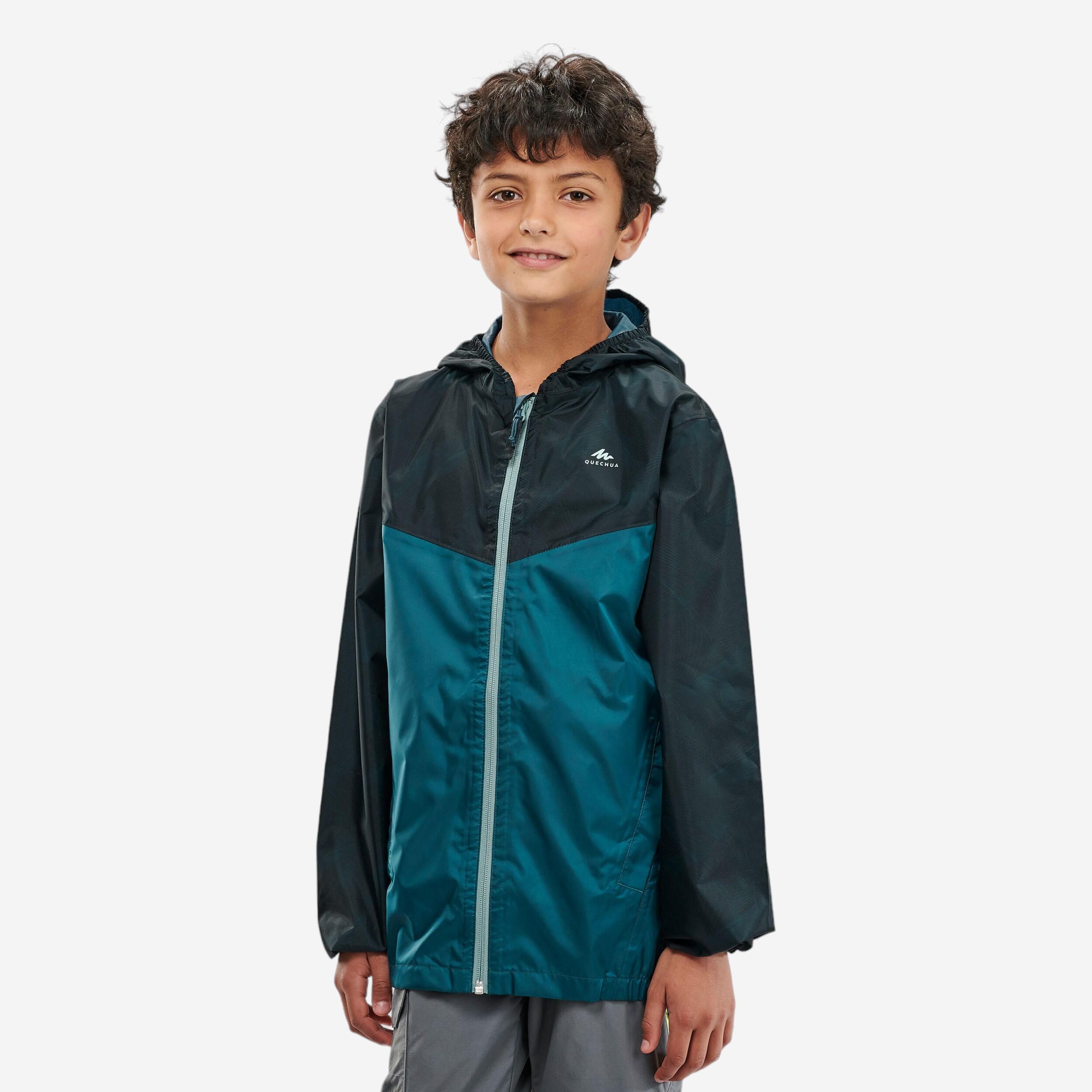 Kids’ Hiking Waterproof Jacket MH150 7-15 Years - green