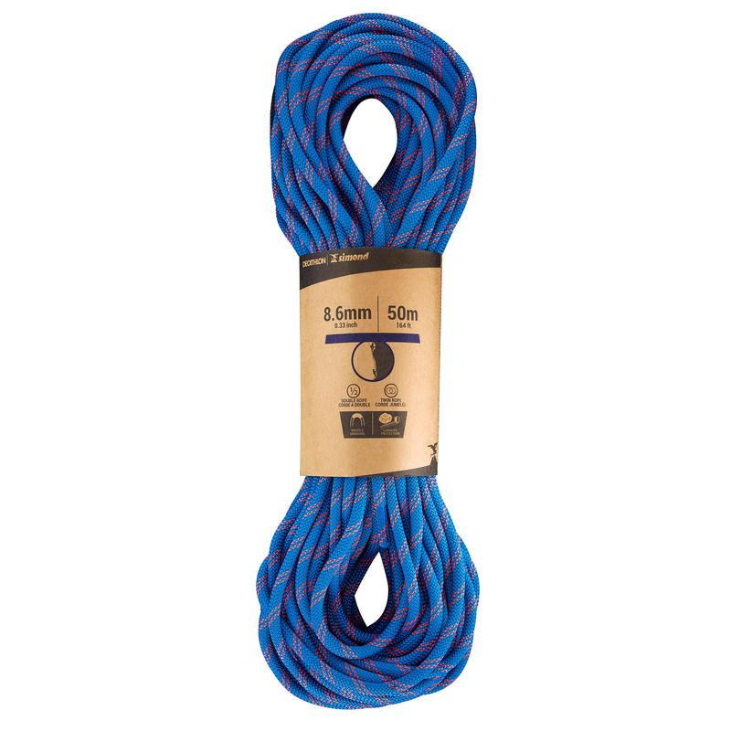 Double Climbing And Mountaineering Rope 8 6 Mm X 50 M Rappel 8 6 Blue Simond