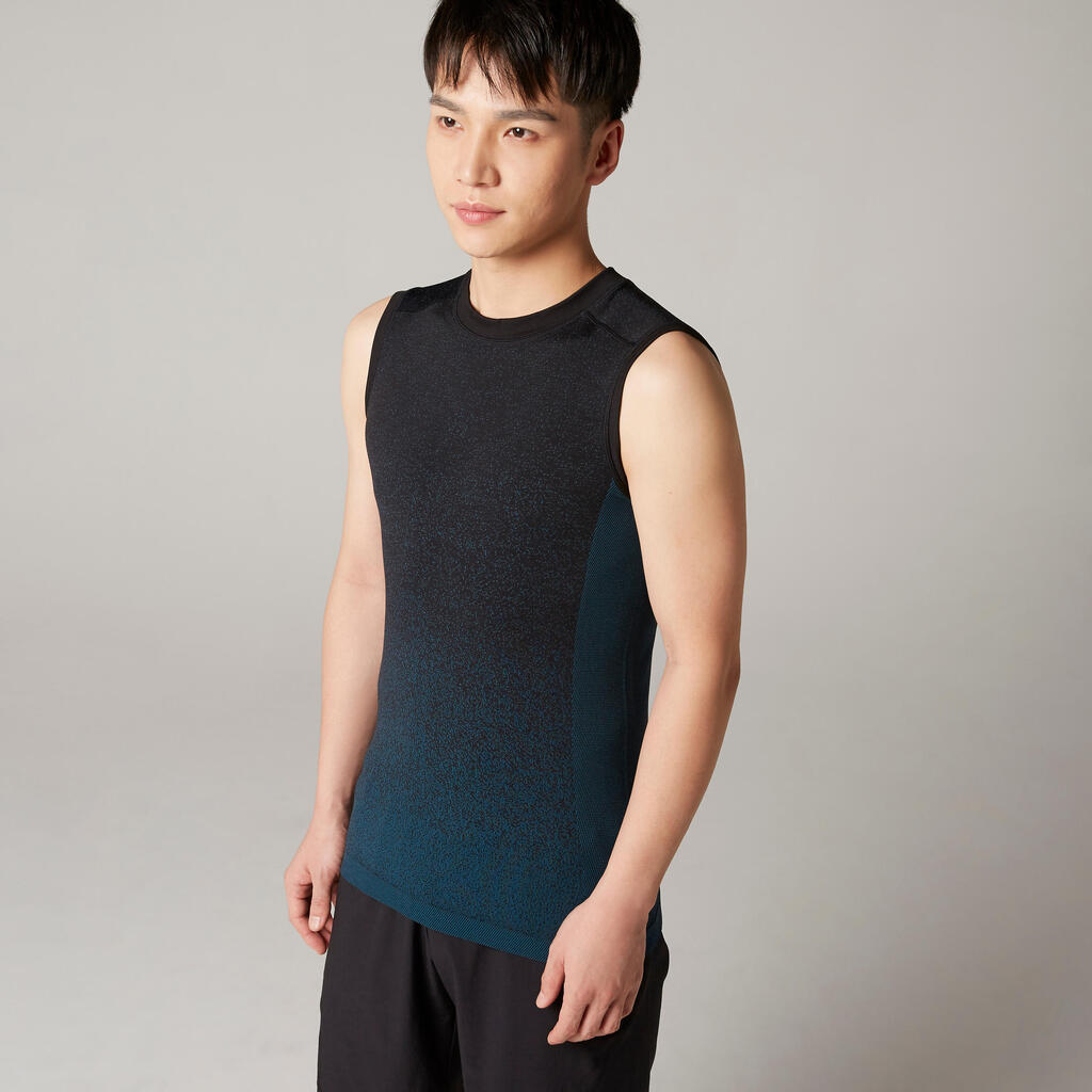 Men's seamless yoga tank top - blue