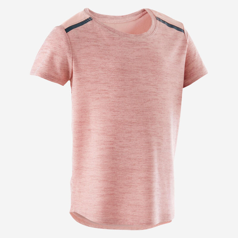 Camiseta gimnasia deportiva manga corta transpirable Bebés Domyos 500 rosa