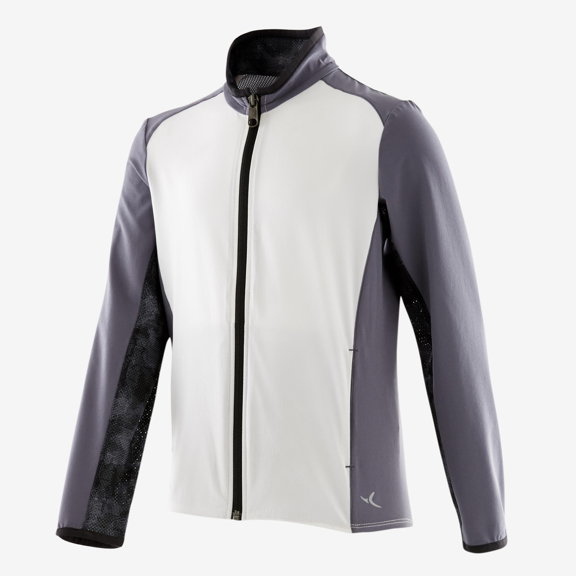 Boys' Light Breathable Gym Jacket W500 - White and Dark Grey 2/5