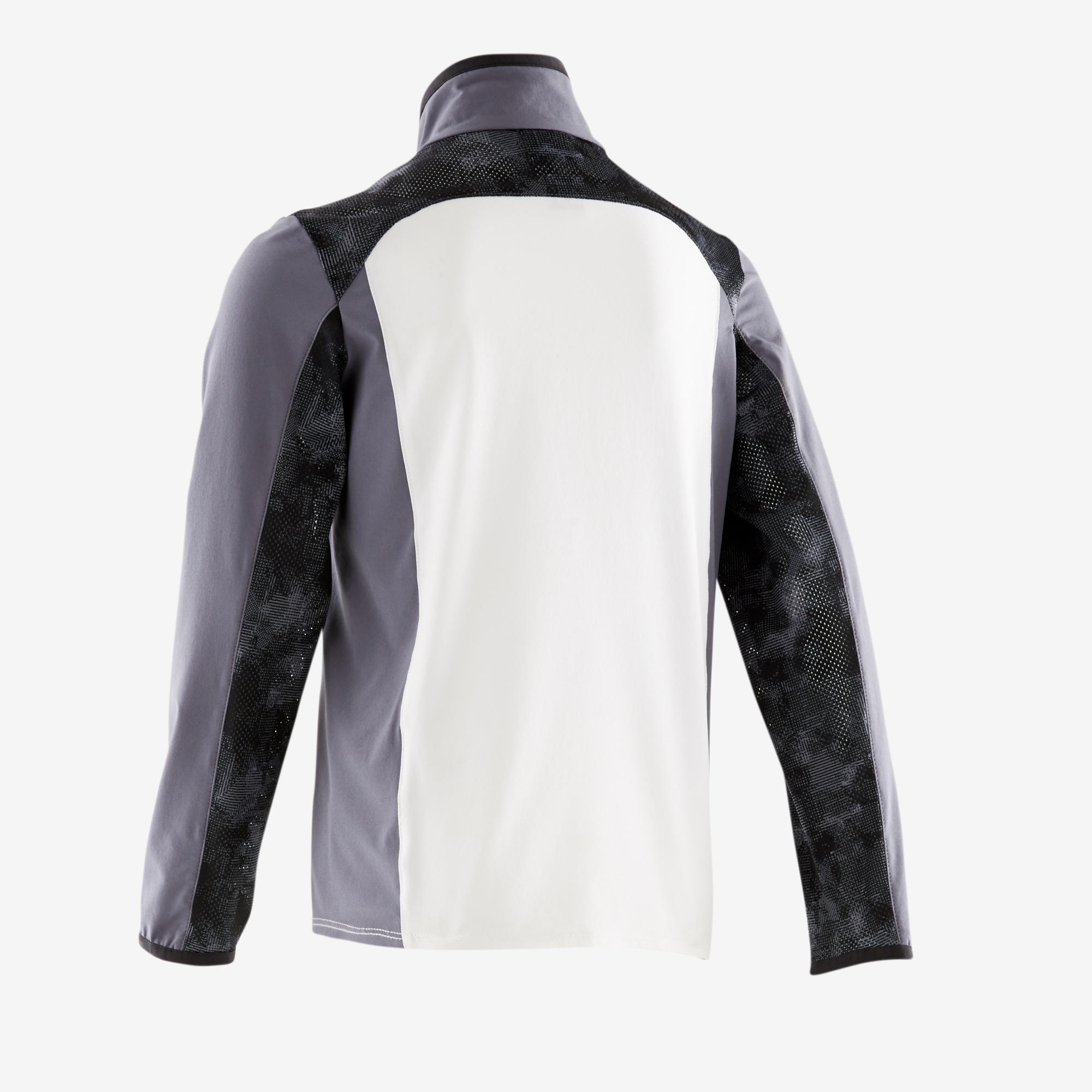 Boys' Light Breathable Gym Jacket W500 - White and Dark Grey 3/5