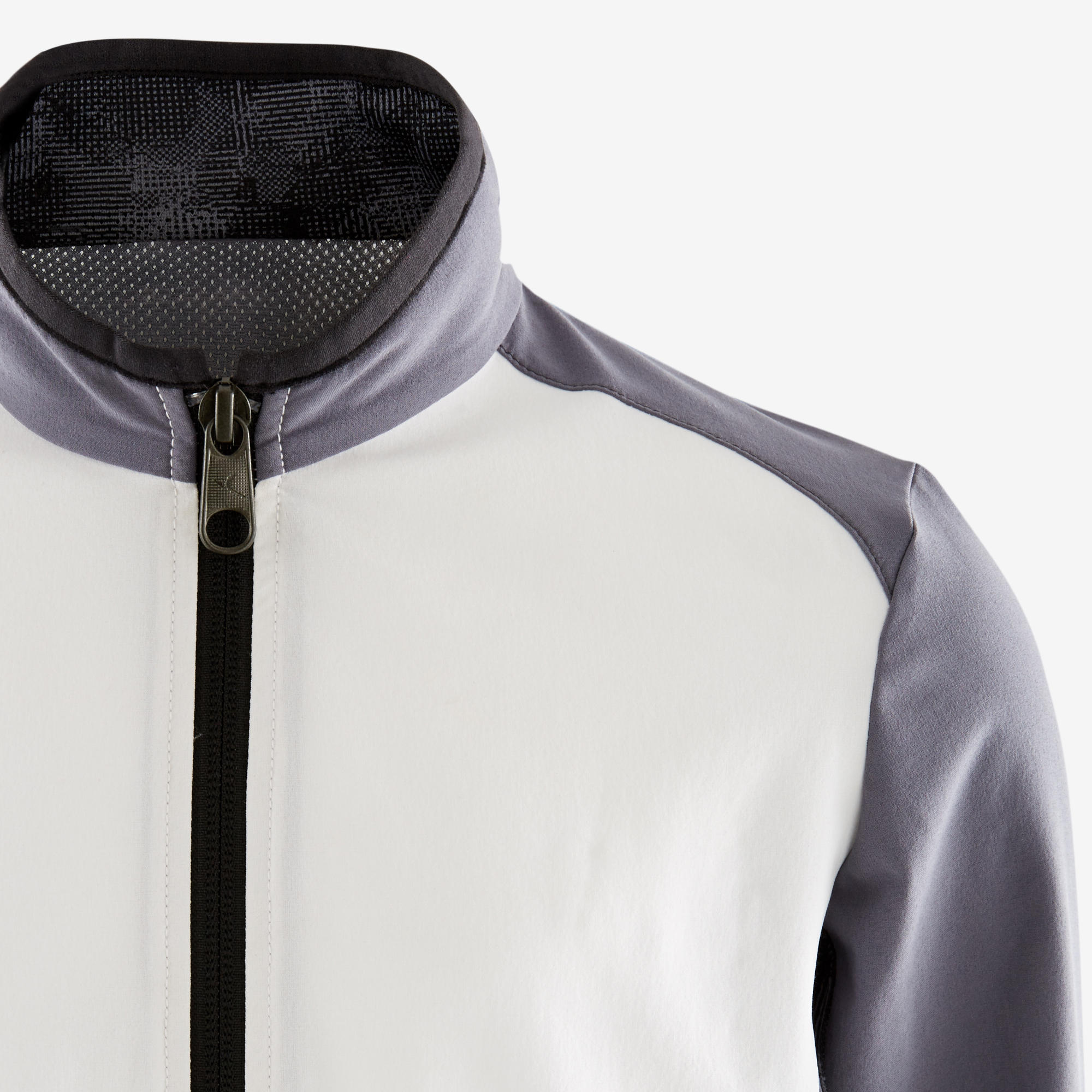 Boys' Light Breathable Gym Jacket W500 - White and Dark Grey 4/5