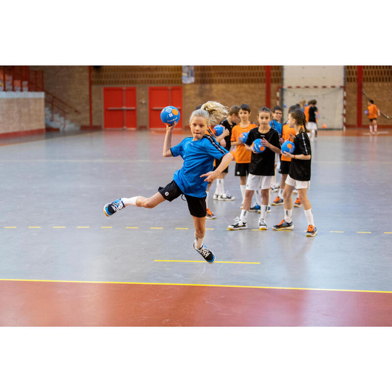 Chaussures de handball enfant H100 avec lacets bleu/noir