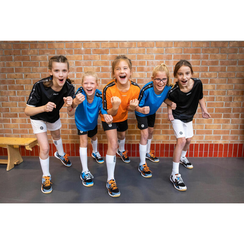 Chaussures de handball enfant H100 avec lacets bleu/noir