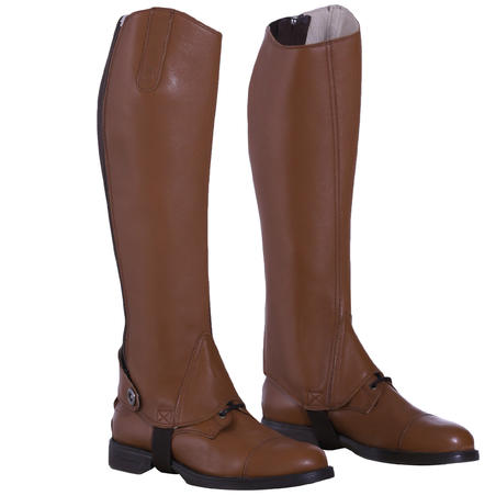 Paddock 700 Adult Horse Riding Leather Half Chaps - Camel