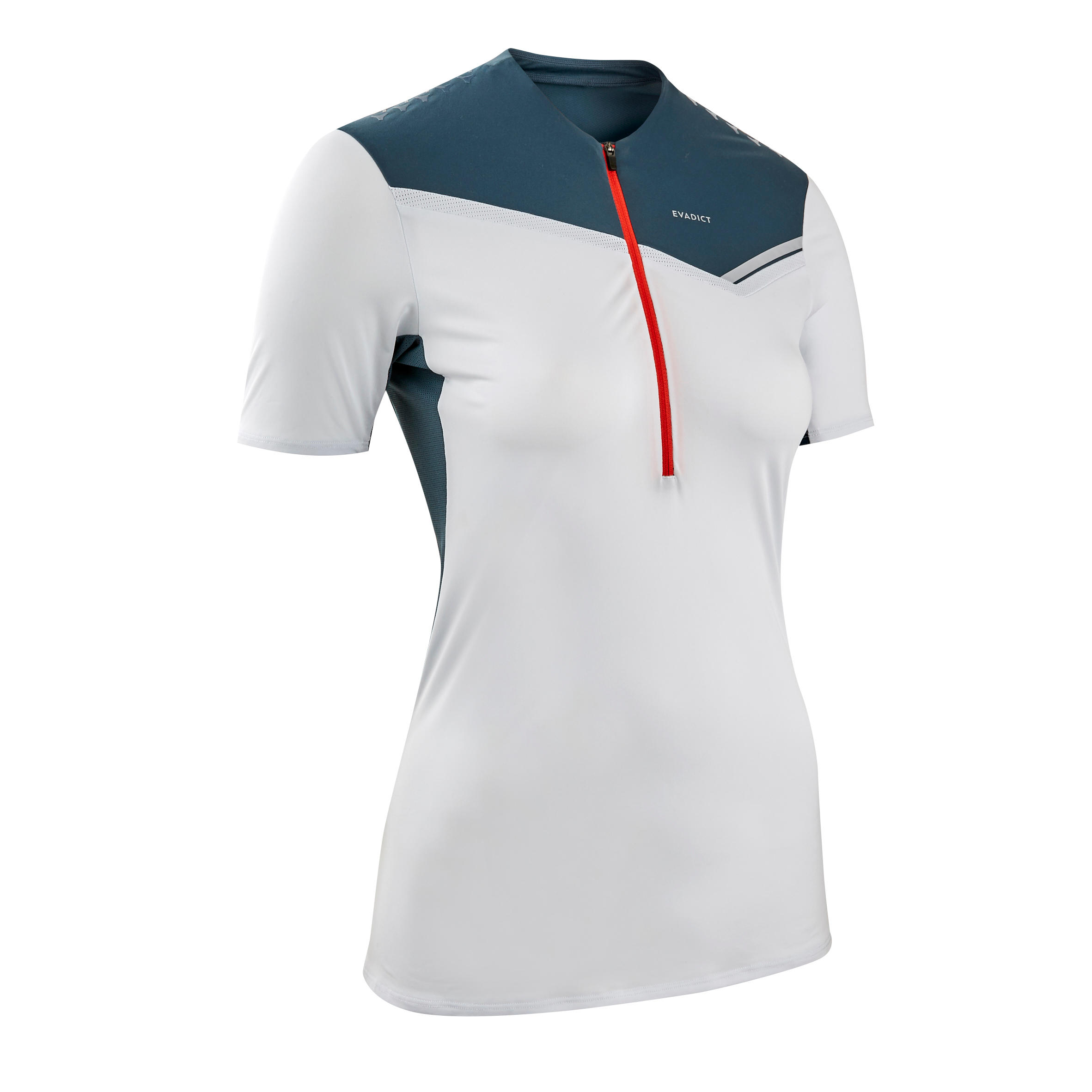 WOMEN'S TRAIL RUNNING SHORT-SLEEVED ZIP T- SHIRT - GREY 1/4