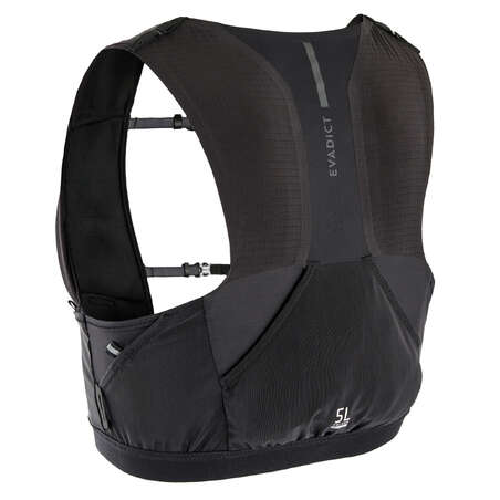 GILET D' HYDRATATION TRAIL MIXTE 5L PORTE FLASQUES NOIR