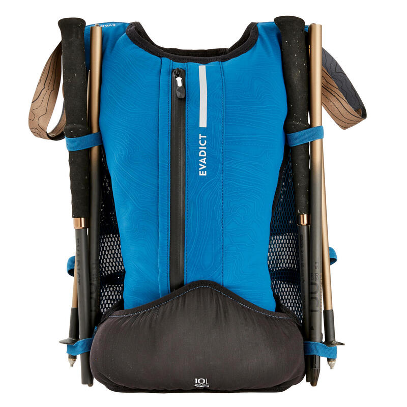 SAC DE TRAIL RUNNING MIXTE 10 L BLEU ET NOIR- VENDU AVEC POCHE À EAU 1L