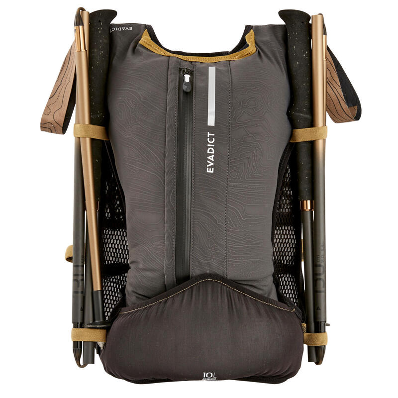 SAC DE TRAIL RUNNING MIXTE 10 L NOIR ET BRONZE - VENDU AVEC POCHE À EAU 1L