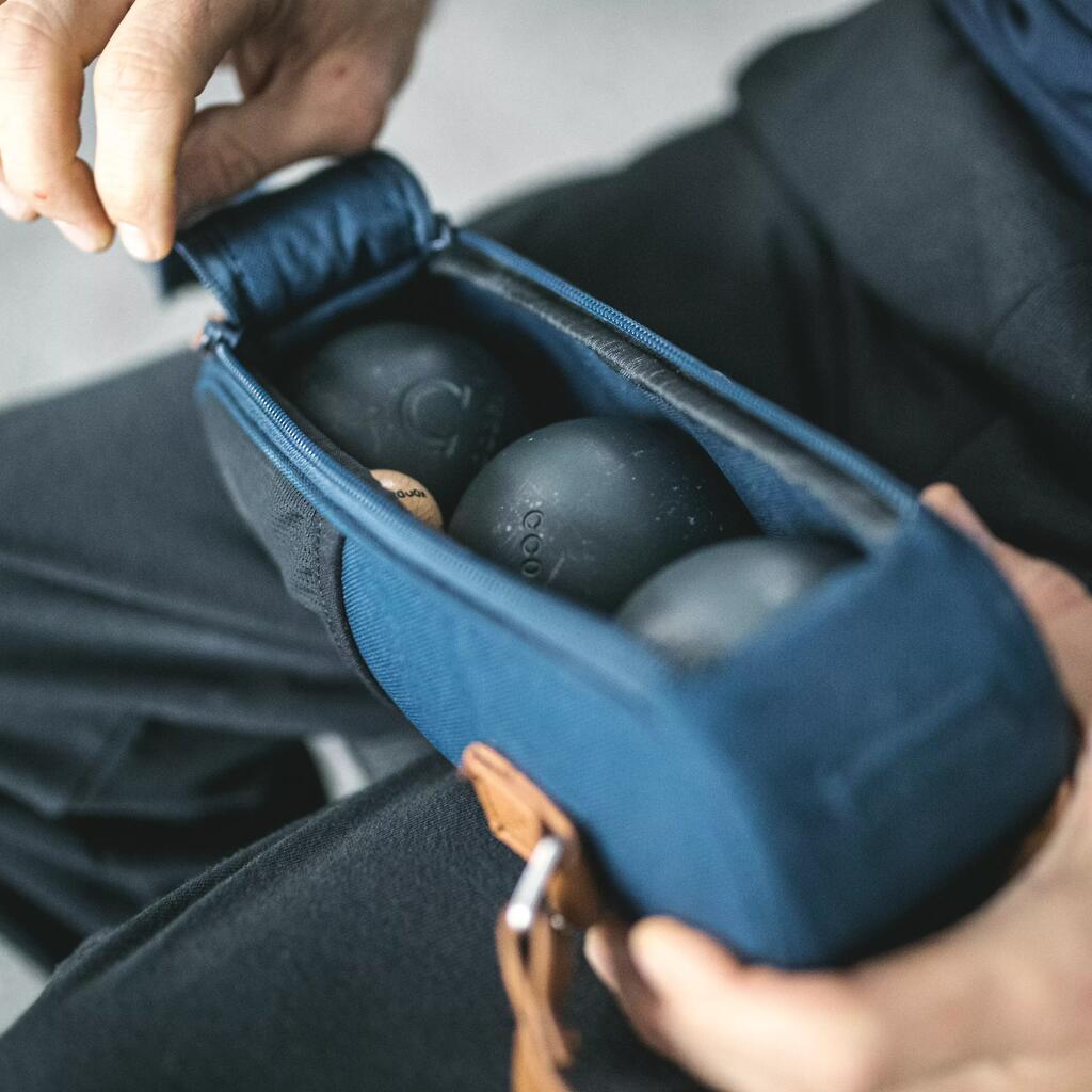 SACOCHE SEMI-RIGIDE POUR 3 BOULES DE PÉTANQUE BLEU