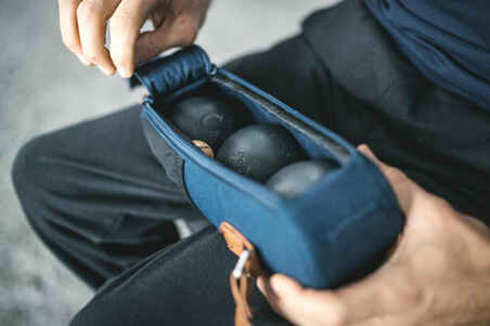 Semi-Rigid Bag for 3 Petanque Boules - Blue