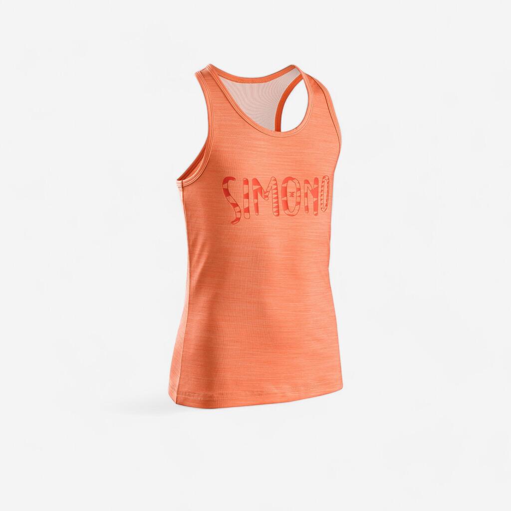 GIRLS’ STRETCH CLIMBING TANK TOP VERTIKA - ORANGE/COSMOS BLUE