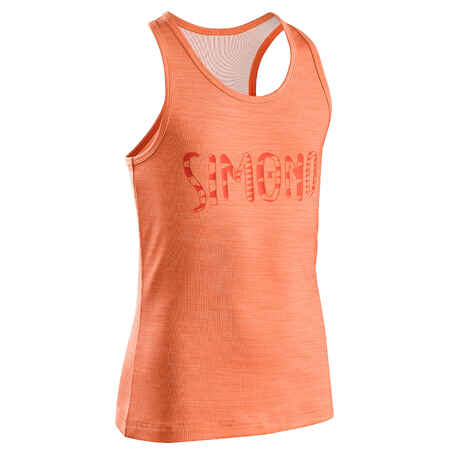 Majica bez rukava za penjanje Stretch rastezljiva za djevojčice narančasto-plava