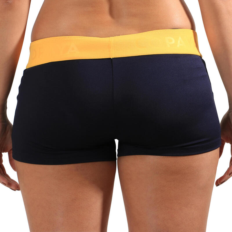 Short beach-volley donna 500 blu-giallo