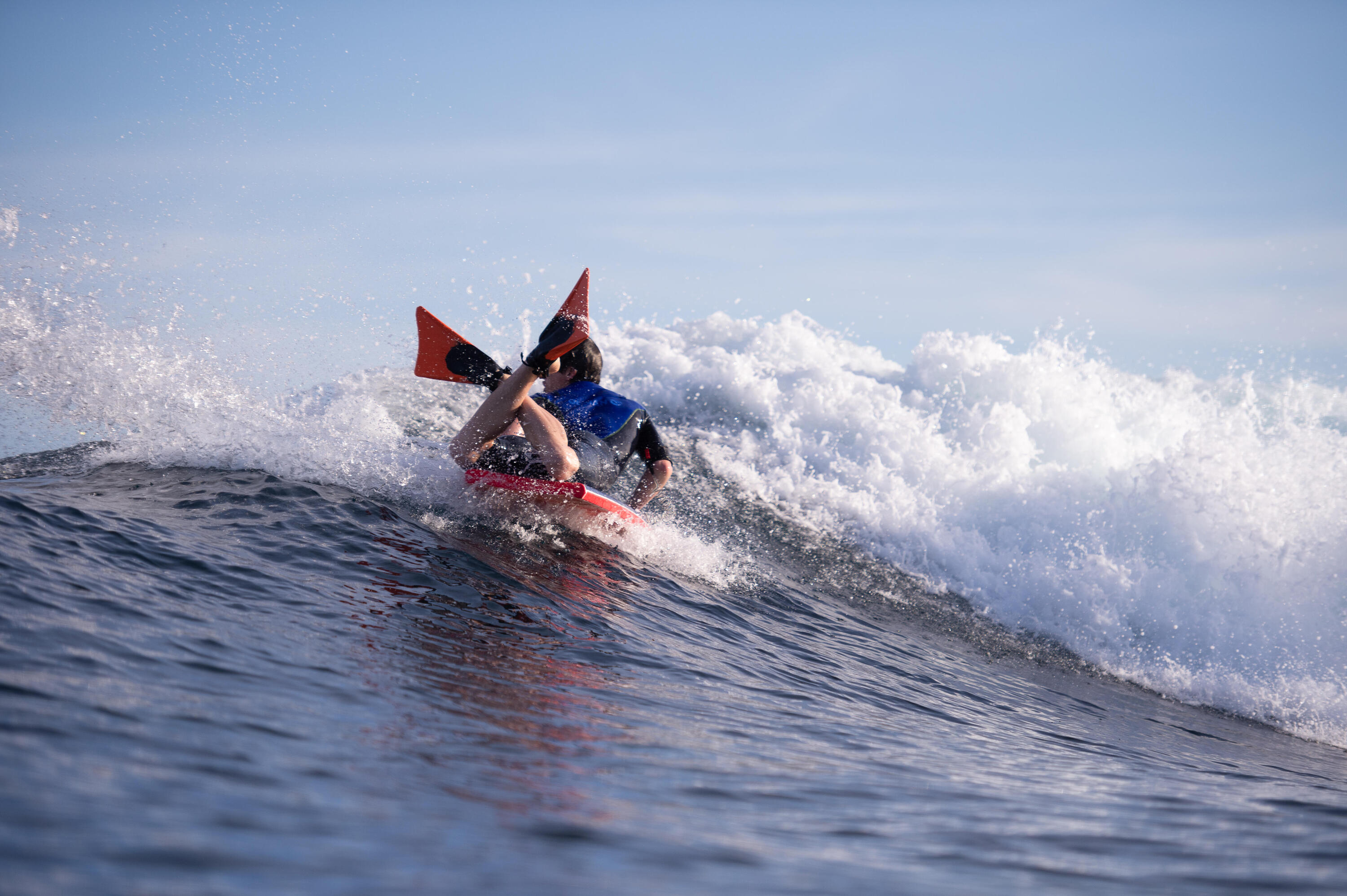 Asymmetrical RIP Bodyboarding Fins orange black 3/4