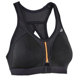 RUN ZIP PAD CROP TOP - BLACK