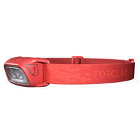 Linterna Frontal de Montaña, Forclaz, Trek 100,Recargable USB, 120 Lúmenes, Rojo