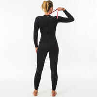 Neoprenanzug Surfen 100 4/3 mm Rückenreissverschluss Damen schwarz