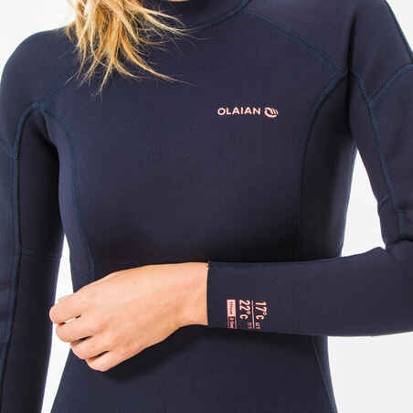 Neopreno 2/2 mm Surf Olaian 100 Mujer Azul Oscuro 