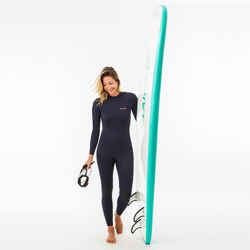 Våtdräkt SURF 100 Neopren 2/2 mm blixtlås bak dam marinblå