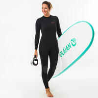 Neoprenanzug Surfen 100 4/3 mm Rückenreissverschluss Damen schwarz