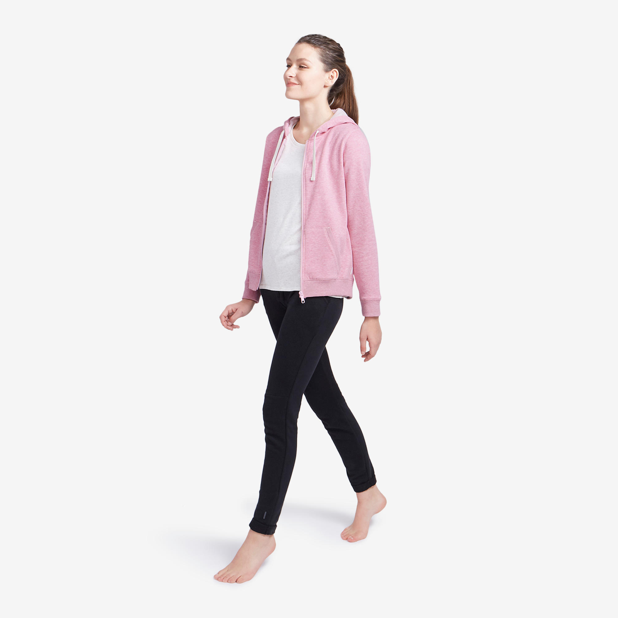 Women's Zip-Up Fitness Hoodie 500 - Light Pink 2/6
